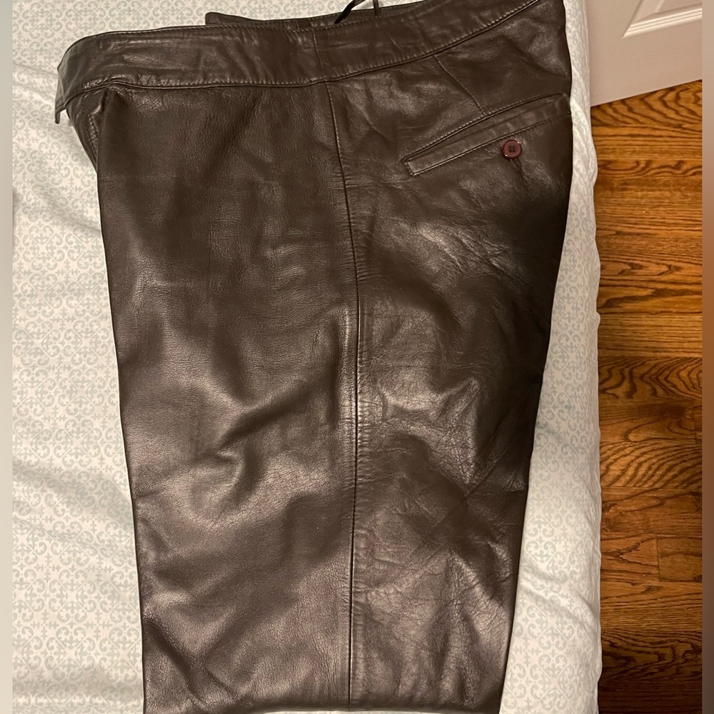 Brown leather pants